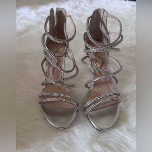 Nina Silver Rhinestone Strappy Heels